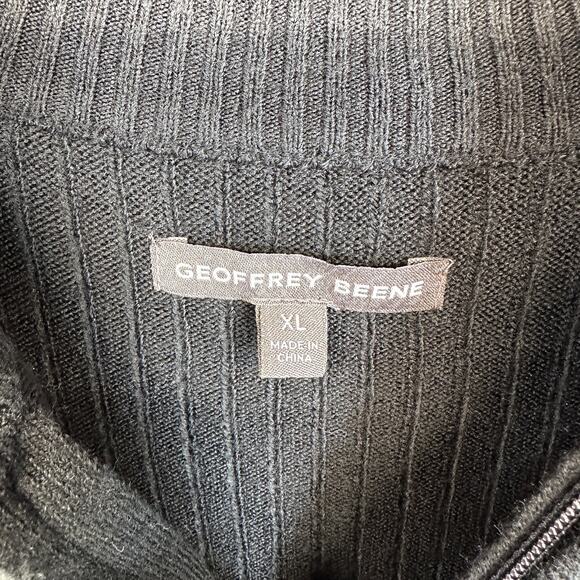 Geoffrey Beene Sweater Mens Size XL Black Quarter Zip Long Sleeve Pullover - Picture 6 of 9